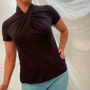 Simply Vera Wang, Black Short Sleeve Shirt, Size M